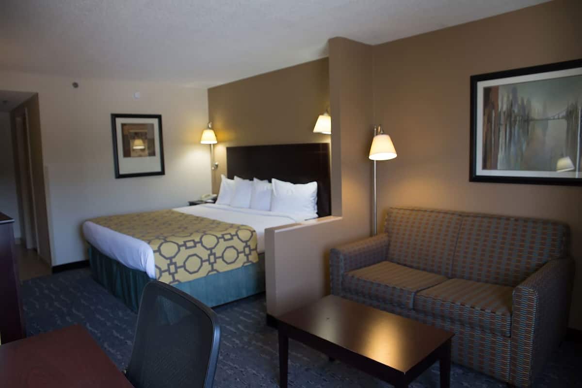 Down duvets, pillow-top beds, desk, blackout curtains