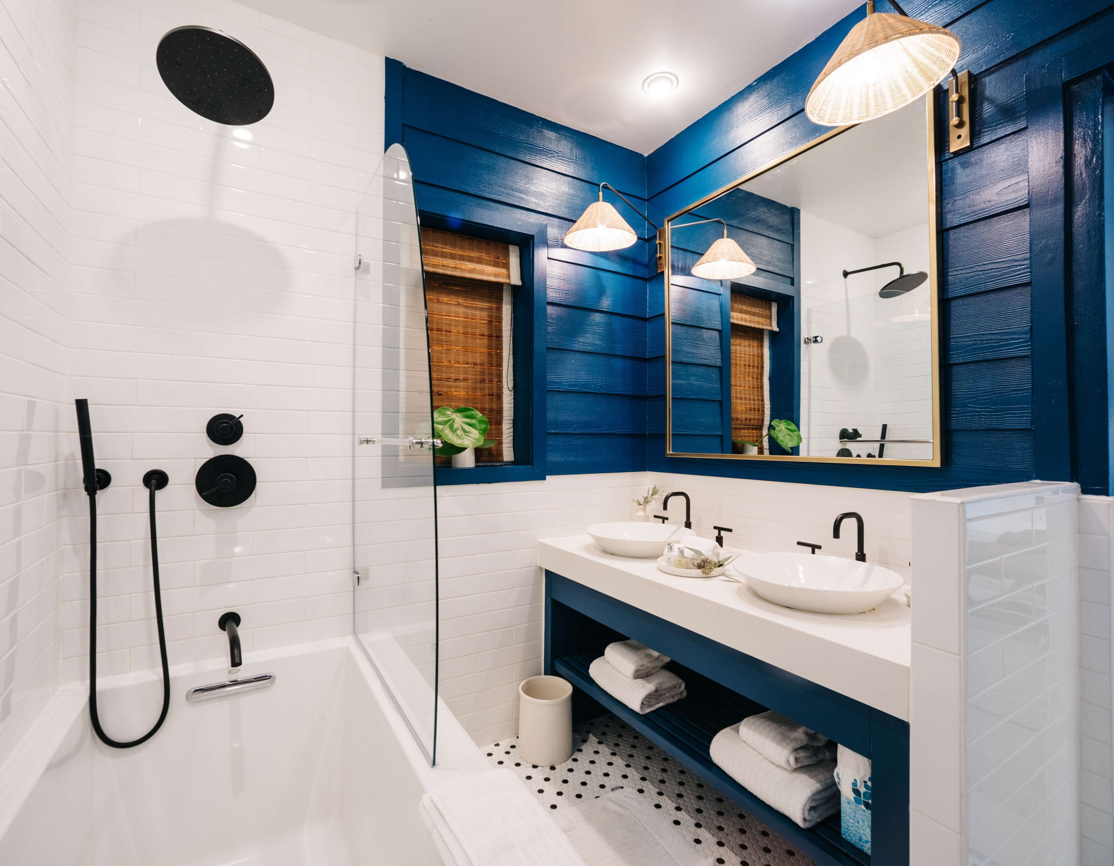 shower, rainfall showerhead, designer toiletries, hair dryer