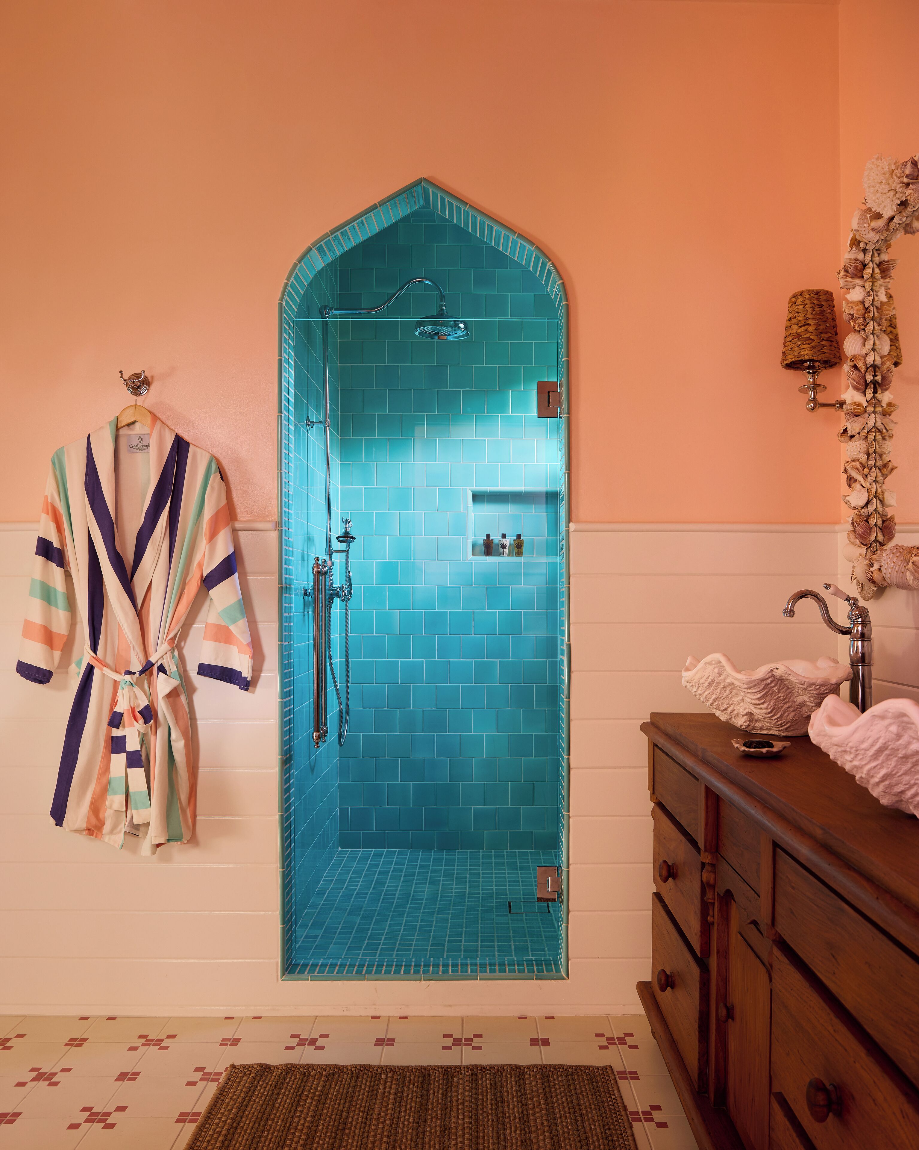 shower, designer toiletries, hair dryer, bathrobes