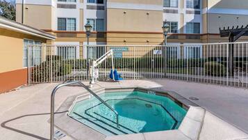 Seasonal outdoor pool, sun loungers