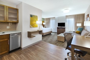 Studio Suite, 1 King Bed with Sofa bed, Kitchen | In-room safe, desk, laptop workspace, iron/ironing board