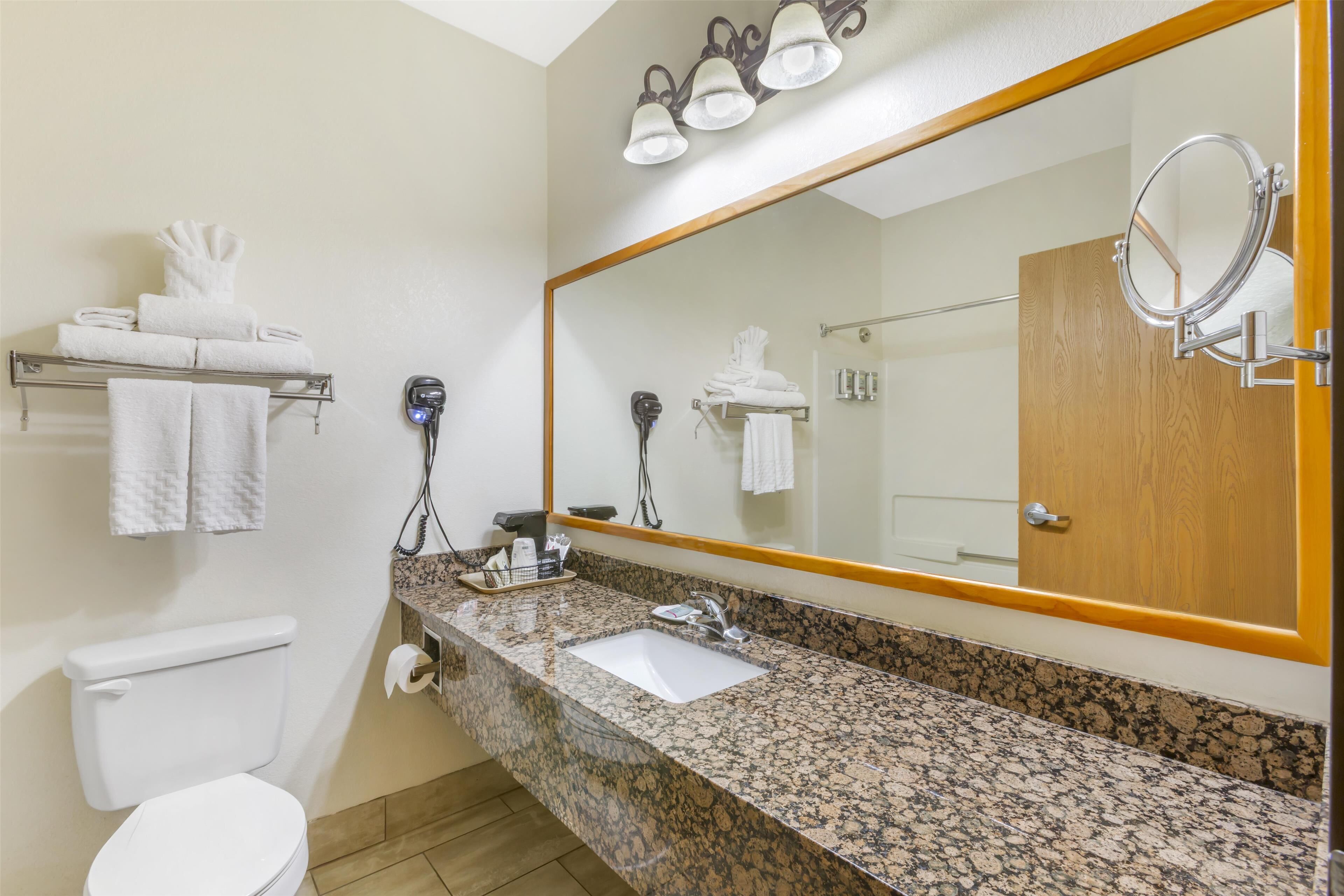 business room, 2 queen beds, non smoking, refrigerator & microwave | bathroom | free toiletries, hair dryer, towels