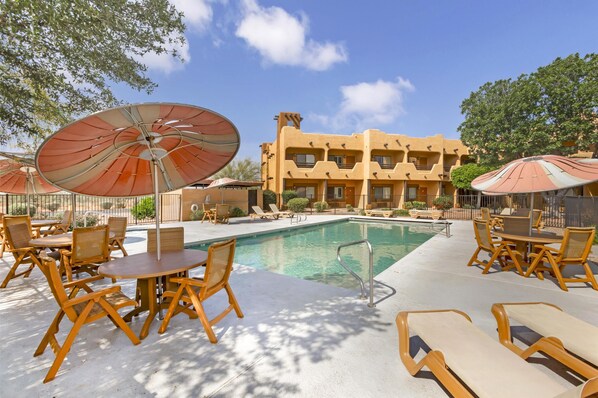 Outdoor pool, pool loungers