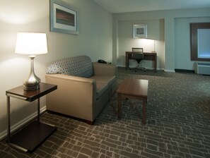 Hypo-allergenic bedding, pillowtop beds, desk, laptop workspace