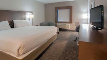 Hypo-allergenic bedding, pillow-top beds, desk, laptop workspace
