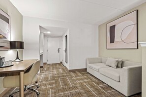 1 bedroom, desk, laptop workspace, blackout drapes