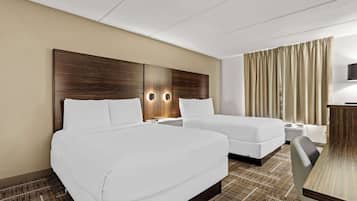 Room, 2 Queen Beds | Laptop workspace, blackout drapes, iron/ironing board, cribs/infant beds