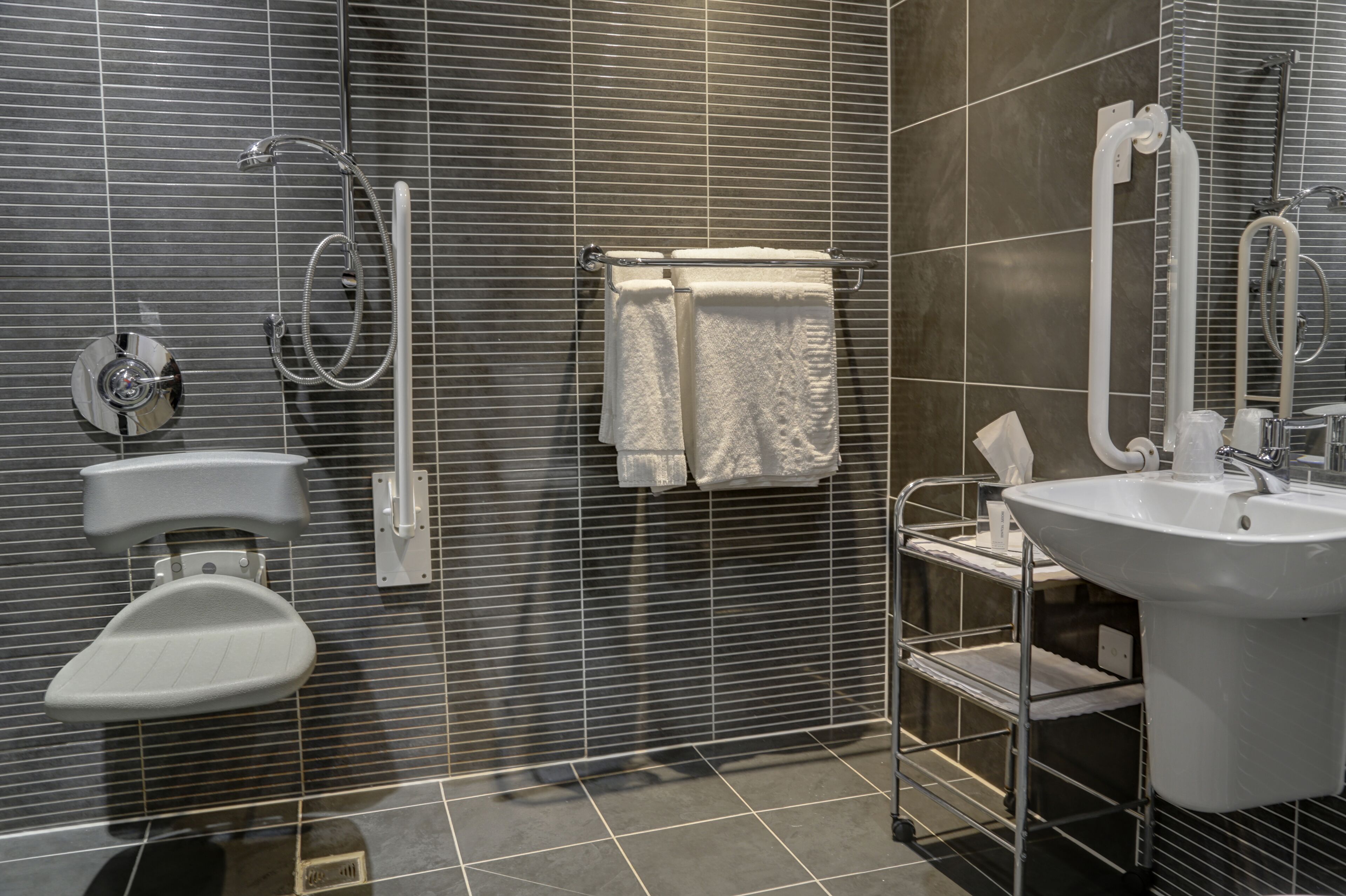 standard room, 1 double bed, accessible, non smoking | bathroom | free toiletries, hair dryer, towels