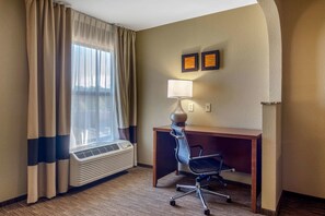 Premium bedding, down comforters, in-room safe, desk