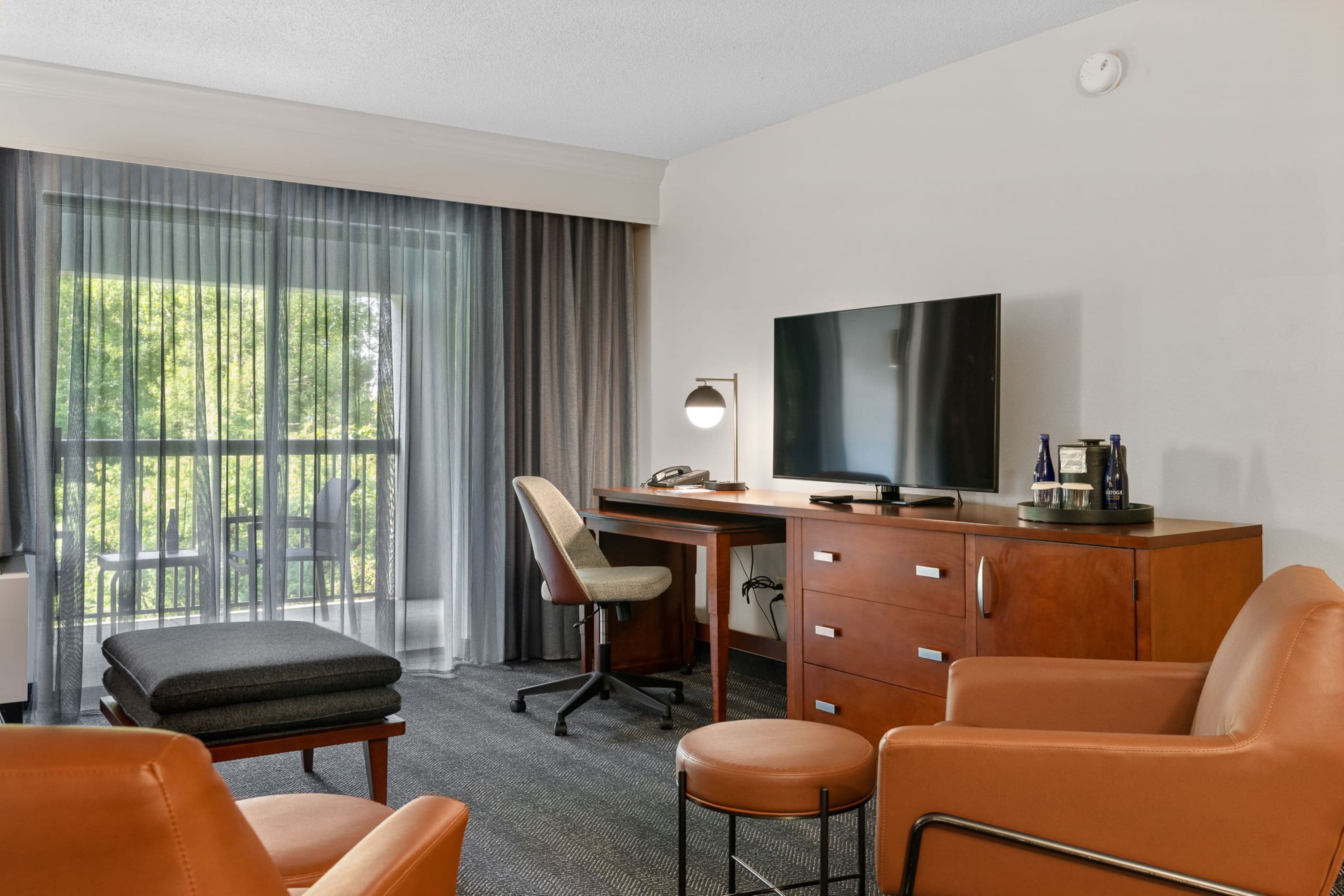 premium bedding, down duvets, desk, laptop workspace