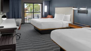 Premium bedding, desk, blackout curtains, iron/ironing board