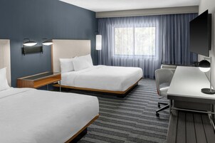 Premium bedding, desk, blackout drapes, iron/ironing board