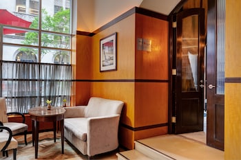 Hotel entrance and lobby at Hotel Giraffe by Library Hotel Collection