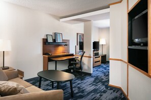 1 bedroom, desk, laptop workspace, blackout drapes