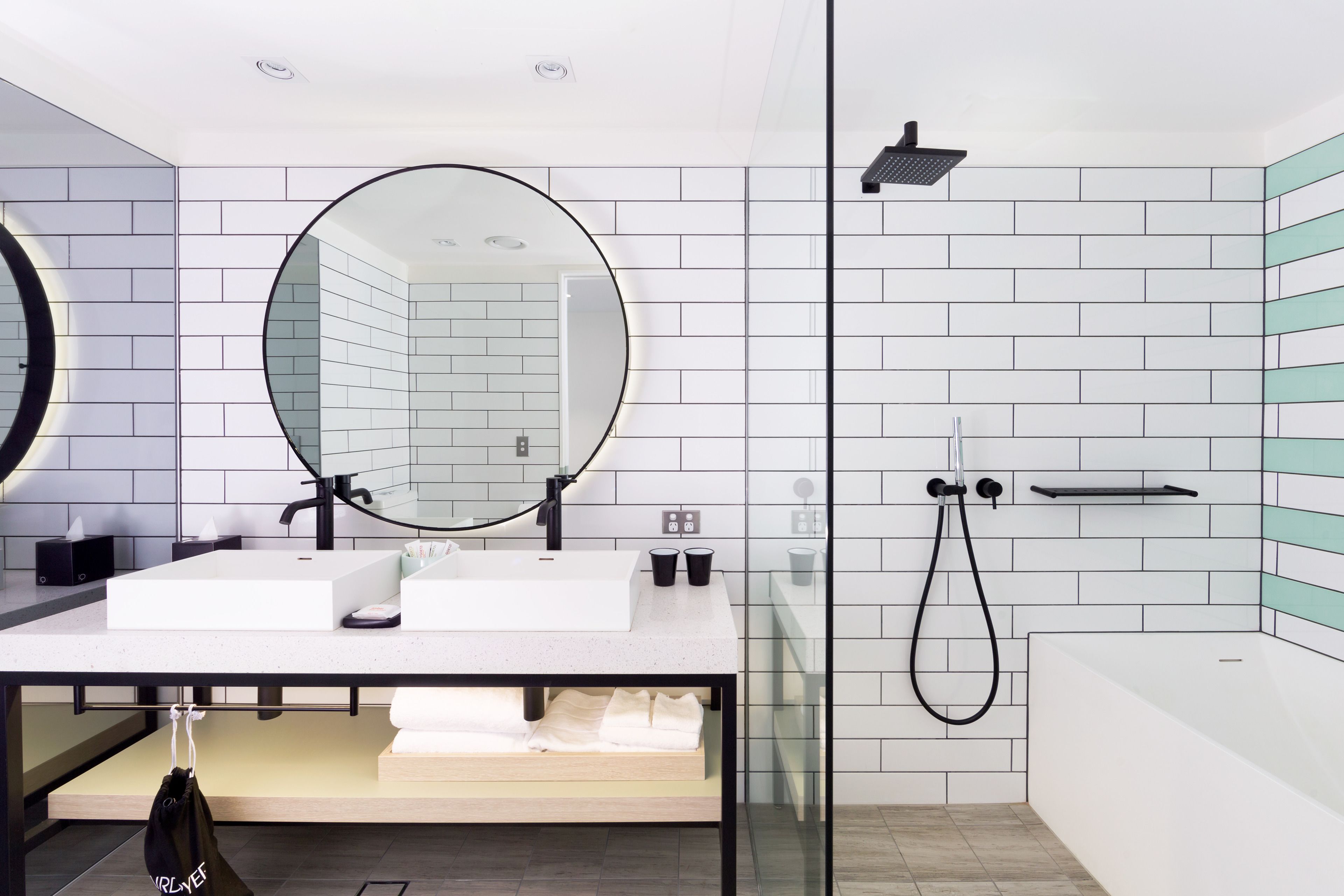 separate bathtub and shower, designer toiletries, hair dryer, bathrobes