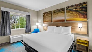 Desk, blackout curtains, iron/ironing board, free cots/infant beds