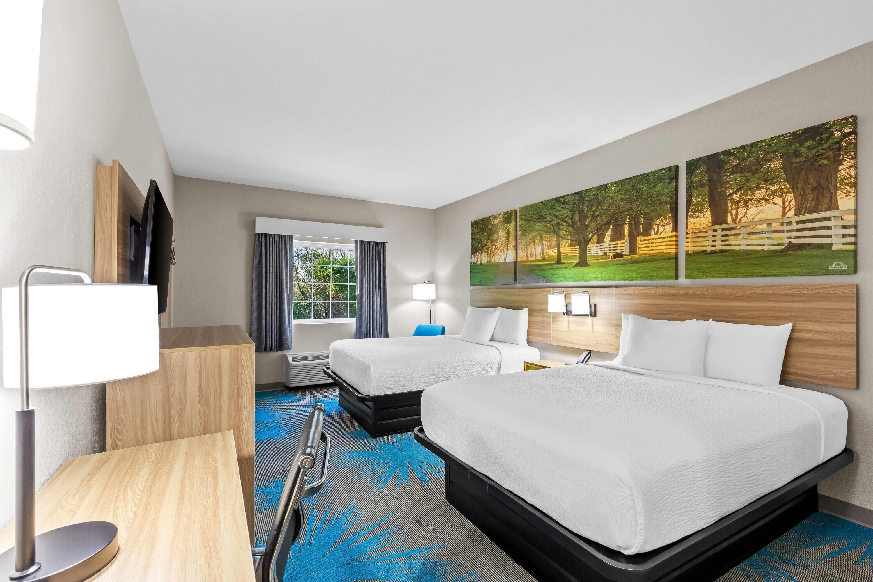 Room, 2 Queen Beds, Non Smoking | Desk, blackout curtains, iron/ironing board, free cots/infant beds