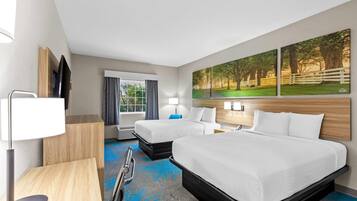 Room, 2 Queen Beds, Non Smoking | Desk, blackout curtains, iron/ironing board, free cots/infant beds