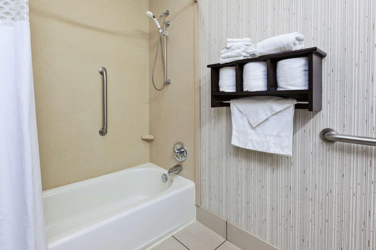 Standard Room, 2 Queen Beds, Accessible, Refrigerator & Microwave (ADA Approved) | Bathroom | Free toiletries, hair dryer, towels