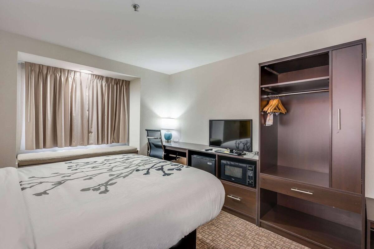 Pillow-top beds, desk, blackout curtains, iron/ironing board