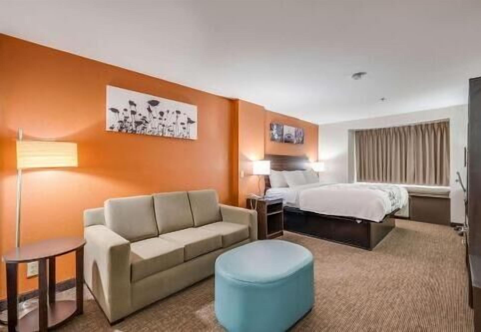 Pillowtop beds, desk, blackout drapes, iron/ironing board