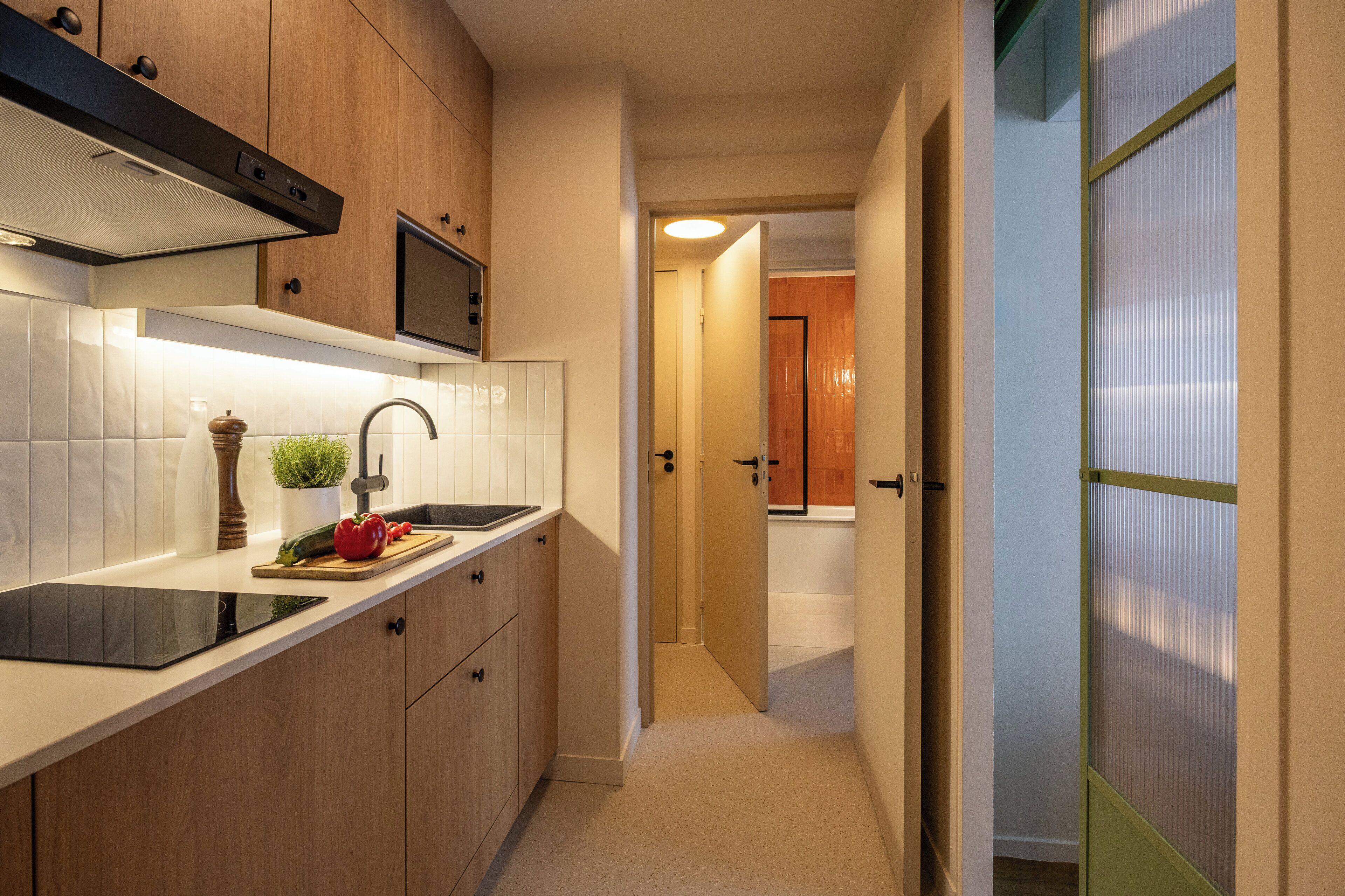 Apartment, 1 bedroom | Cocina privada | Frigorífico, microondas, placa de cocina y lavavajillas