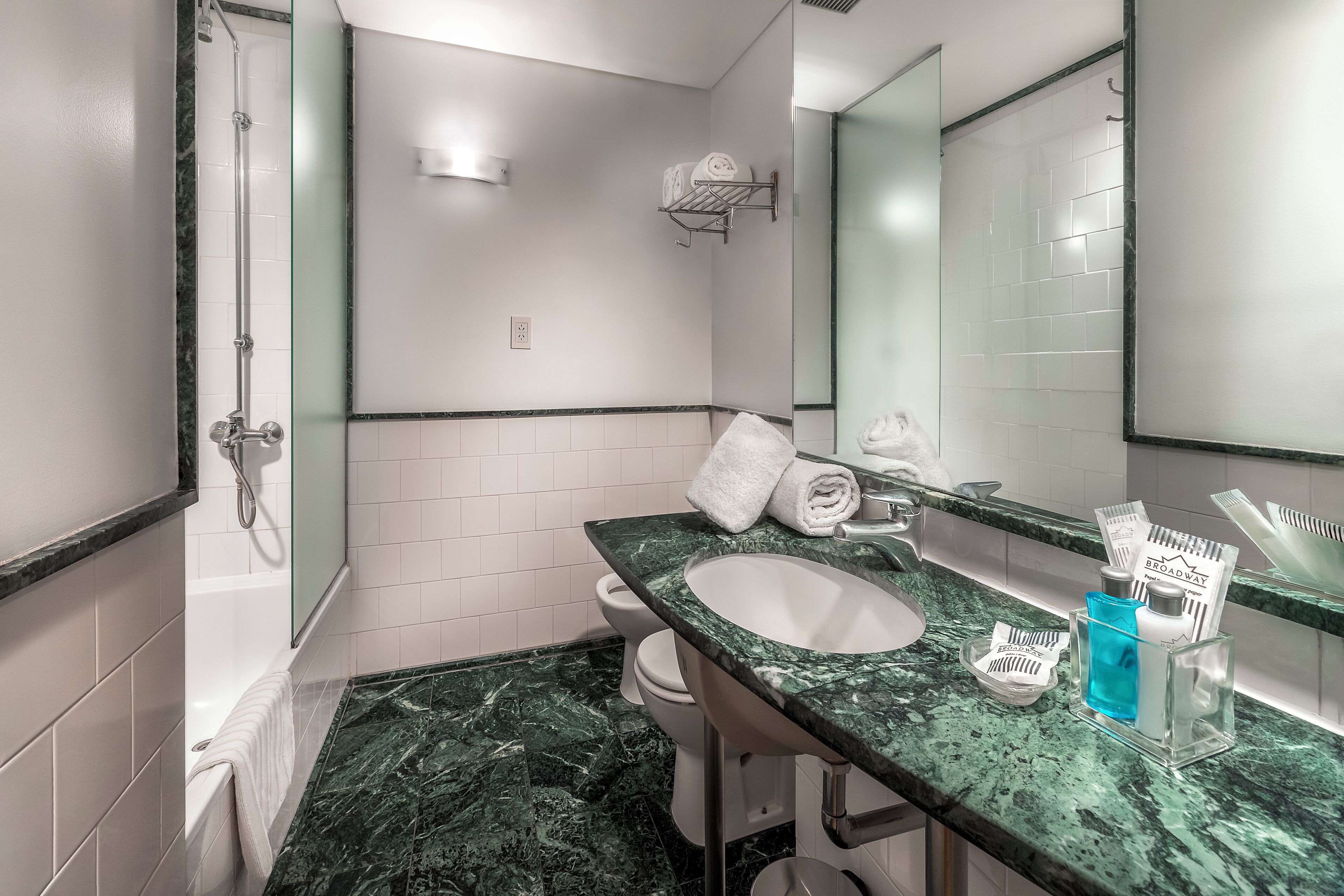 free toiletries, hair dryer, towels