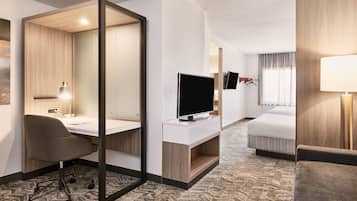 Premium bedding, desk, soundproofing, iron/ironing board