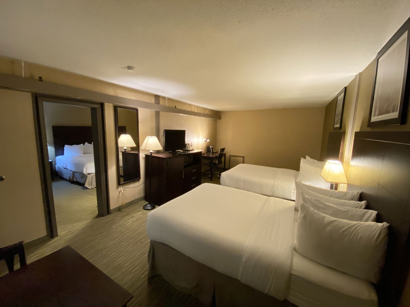 Premium bedding, pillow-top beds, desk, blackout curtains