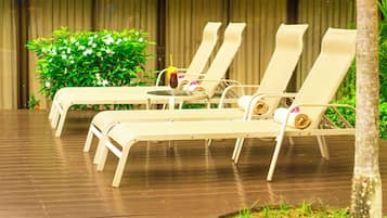 Outdoor pool, pool loungers