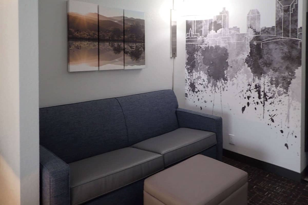 premium bedding, pillow-top beds, desk, laptop workspace