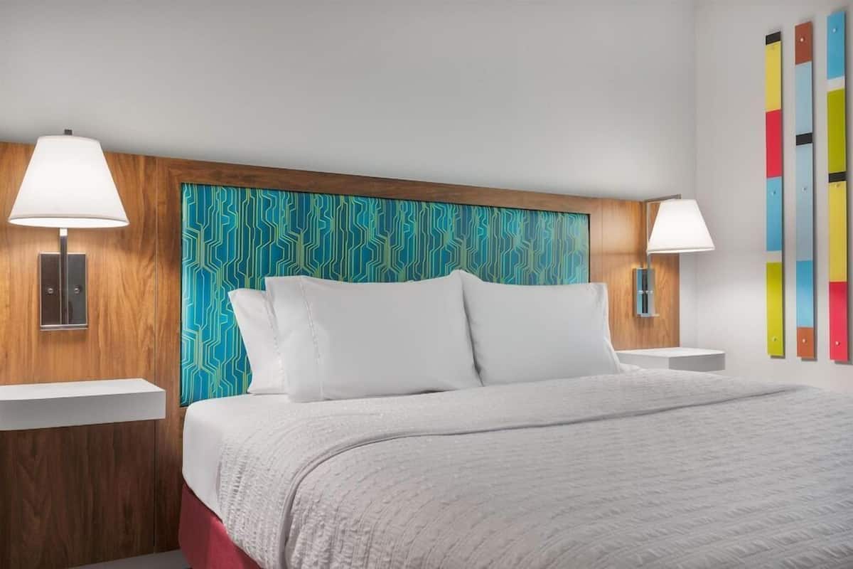 Premium bedding, down comforters, desk, laptop workspace