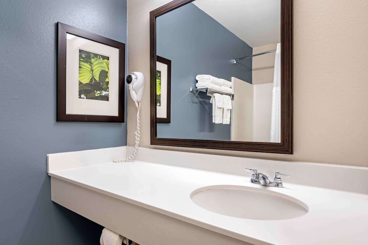 studio, 1 queen bed, non smoking | bathroom | combined shower/bathtub, free toiletries, hair dryer, towels