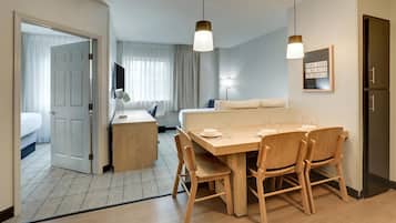 Suite, 2 Queen Beds (One Bedroom) | Desk, laptop workspace, blackout drapes, iron/ironing board