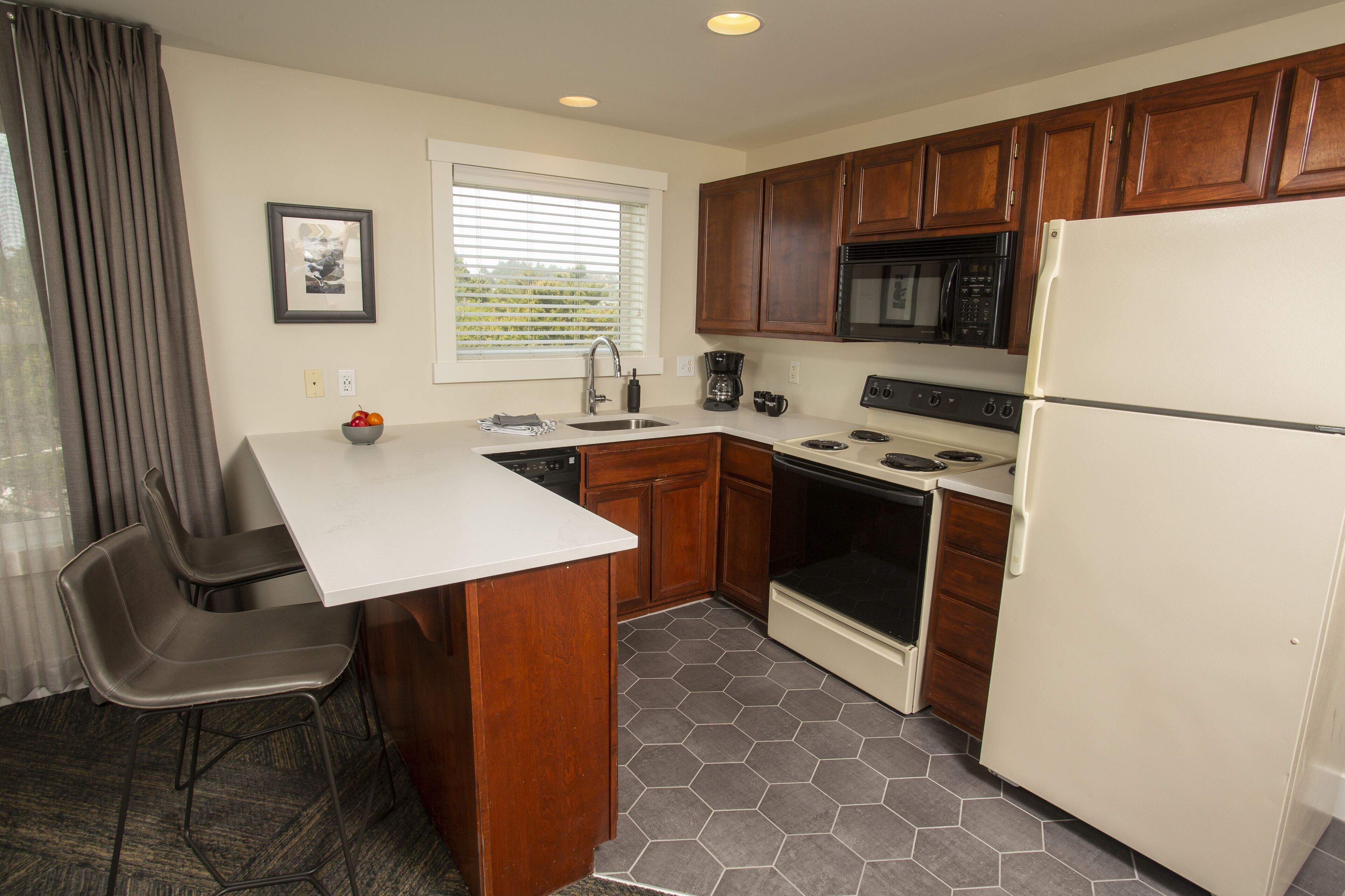 one bedroom suite with ocean view | private kitchen | fridge, microwave, coffee/tea maker