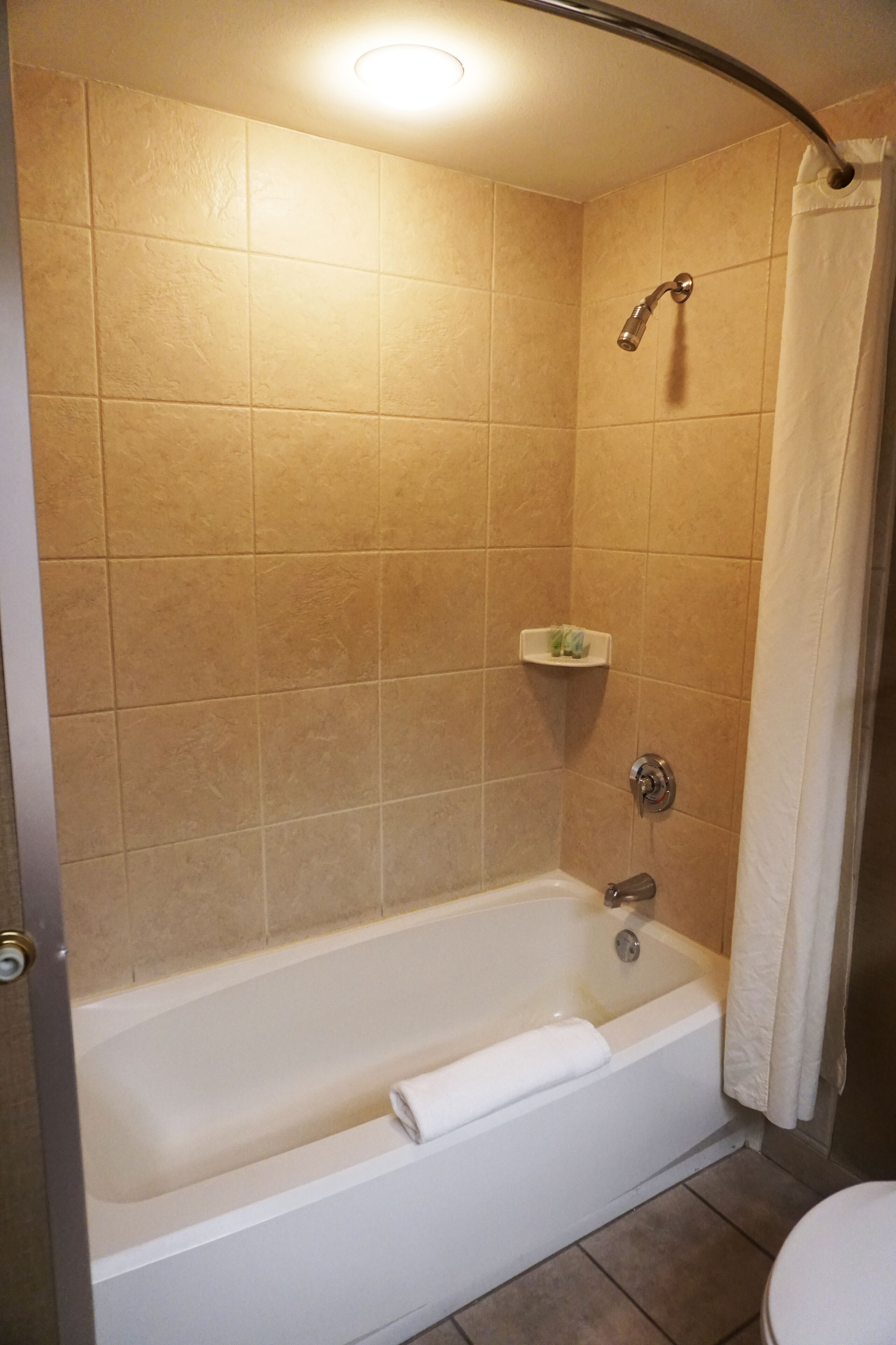 Un baño con bañera, ducha e inodoro.