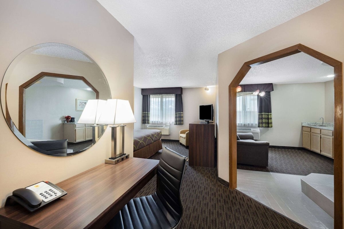 Hypo-allergenic bedding, desk, blackout curtains, soundproofing
