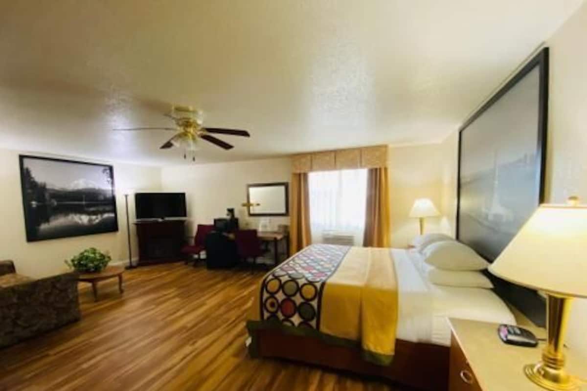 Desk, blackout drapes, iron/ironing board, rollaway beds
