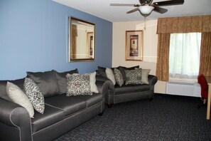 39-inch flat-screen TV with cable channels, TV, iPod dock