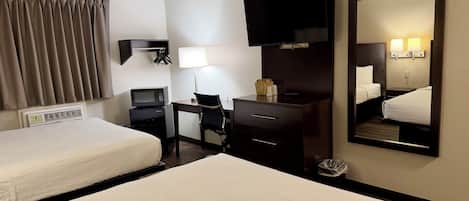Room, 2 Queen Beds, Non Smoking | Desk, blackout drapes, iron/ironing board, free cribs/infant beds