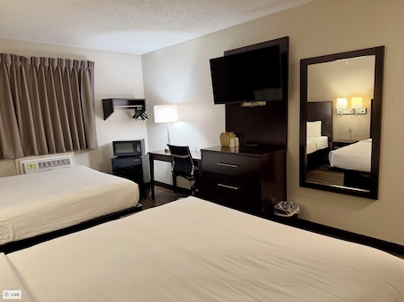 Room, 2 Queen Beds, Non Smoking | Desk, blackout drapes, iron/ironing board, free cribs/infant beds