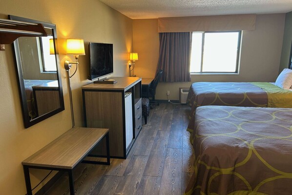 Room, 2 Queen Beds, Non Smoking | Desk, blackout drapes, iron/ironing board, free cribs/infant beds