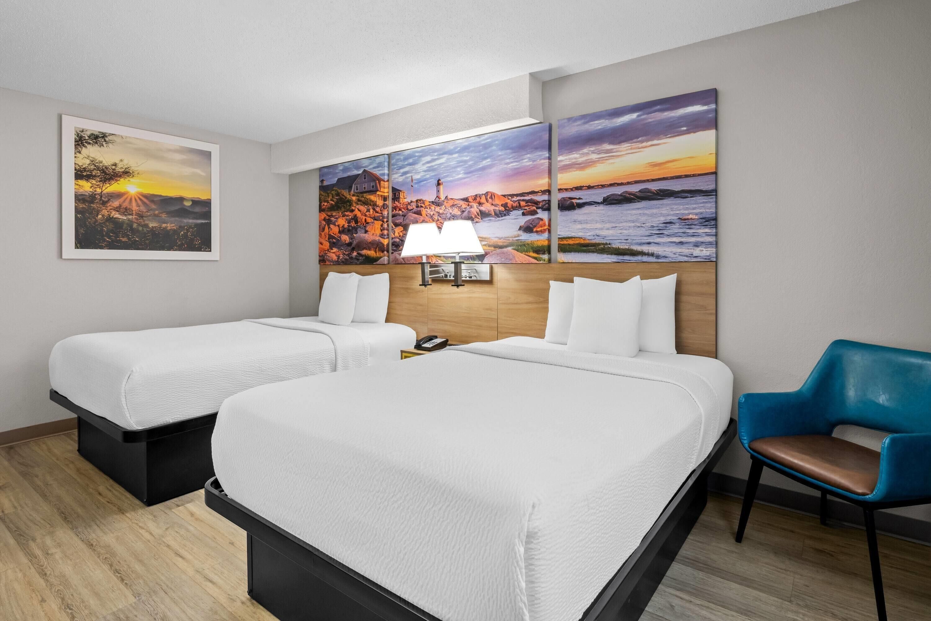 Room, 2 Double Beds, Non Smoking | Desk, blackout curtains, iron/ironing board, free cots/infant beds