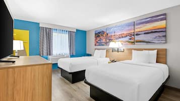 Room, 2 Double Beds, Non Smoking | Desk, blackout curtains, iron/ironing board, free cots/infant beds