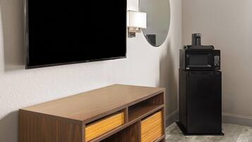 Desk, blackout drapes, iron/ironing board, free cribs/infant beds