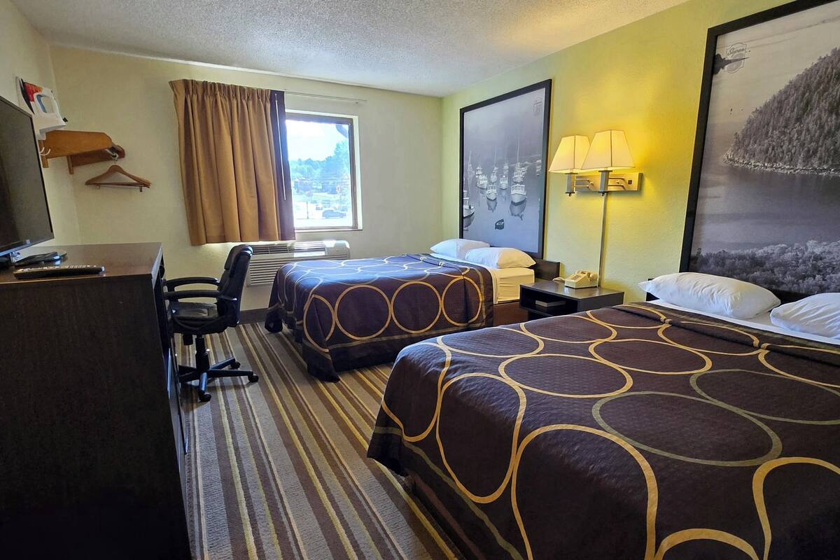 Room, 2 Queen Beds, Non Smoking | Blackout drapes, iron/ironing board, cribs (free)