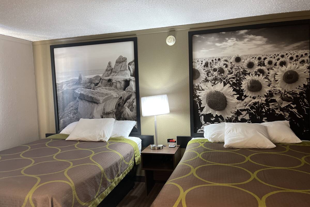 standard room, 2 queen beds | 2 bedrooms, in-room safe, desk, laptop workspace