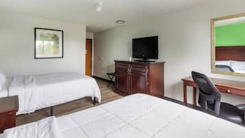 Room, 2 Double Beds, Non Smoking | Desk, free WiFi, bed sheets, alarm clocks