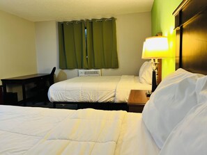 Room, 2 Double Beds, Non Smoking | Desk, free WiFi, bed sheets, alarm clocks