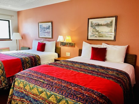 Room, 2 Queen Beds | Desk, iron/ironing board, free WiFi, bed sheets. American Inn